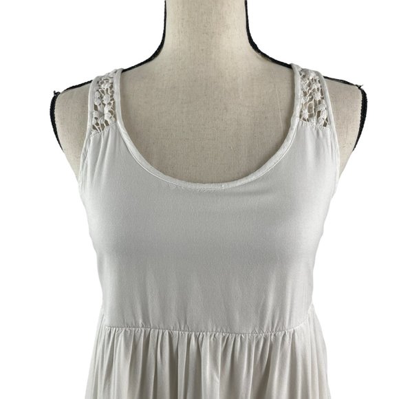 AMERICAN EAGLE OUTFITTERS WHITE TIERED BOHO DRESS FLORAL CROCHET LACE BACK XXS - Picture 2 of 9